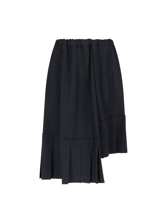 Comme des Garçons Black Asymmetrical Pleated Layered Skirt