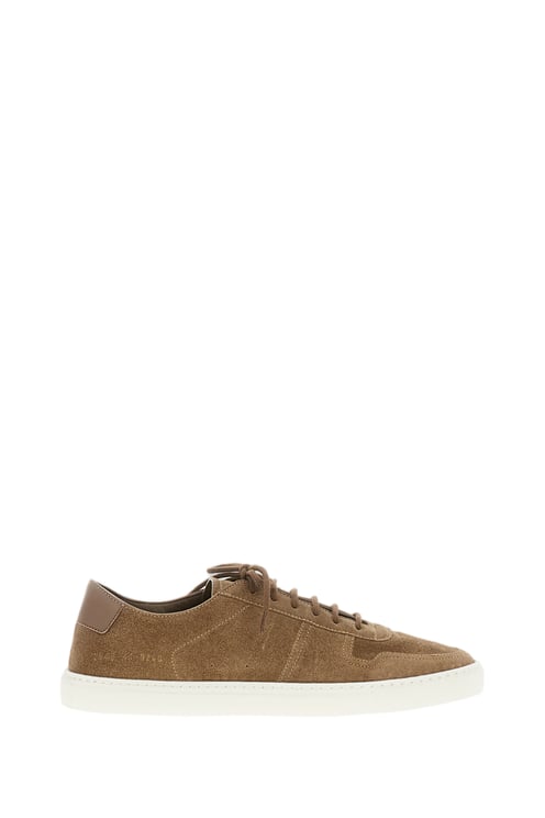 Common Projects Beige Suede Low-Top Sneakers with Lace-Up Closure