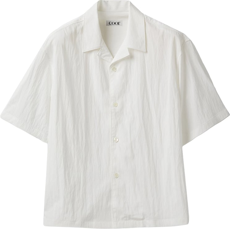 Coor Camicia SS Natural Wrinkle Open Collar Bianca