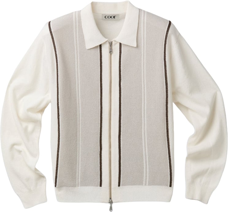 Coor Maglione San Remo Collar Zip-Up Ivory