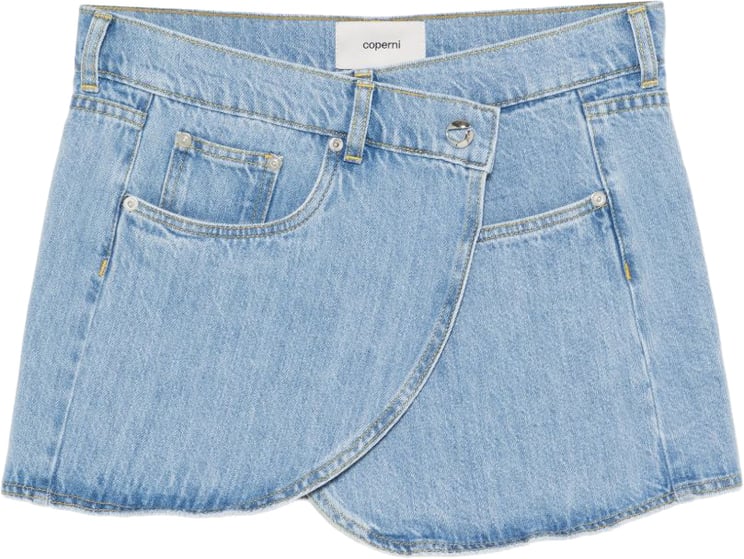 Coperni Asymmetrical Denim Skirt With Button Detail