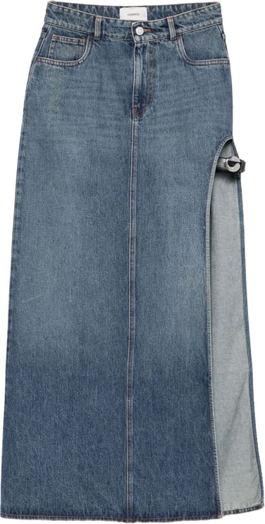 Coperni High-Waisted Blue Denim Midi Skirt