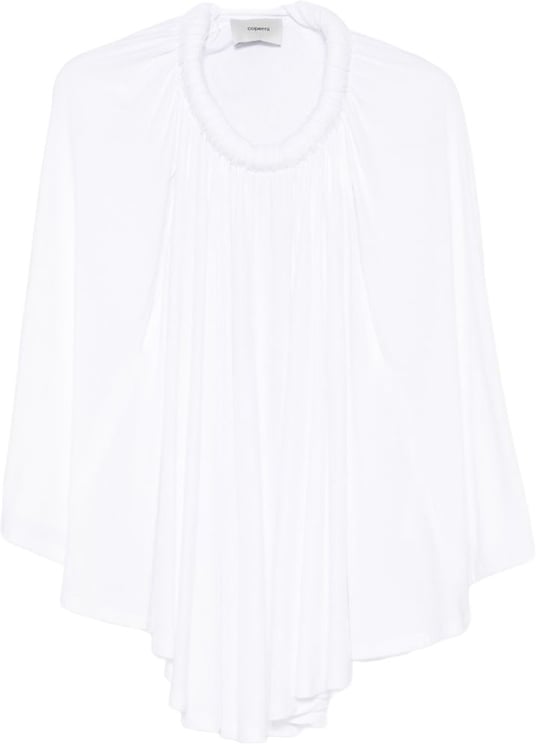 Coperni White Flowing Draped Sleeves Cape Top