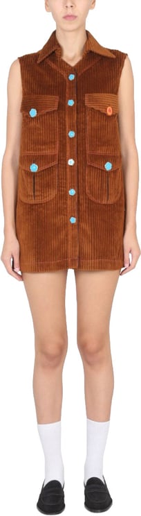 CORMIO Sleeveless Mini Corduroy Dress