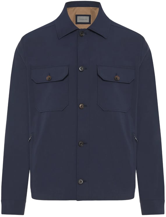 Corneliani Deep Blue Structured Boxy Silhouette Jacket