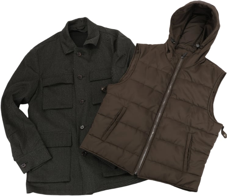Corneliani CC Collection Corneliani Wool Jacket with Removable Puffer Vest, Size 50