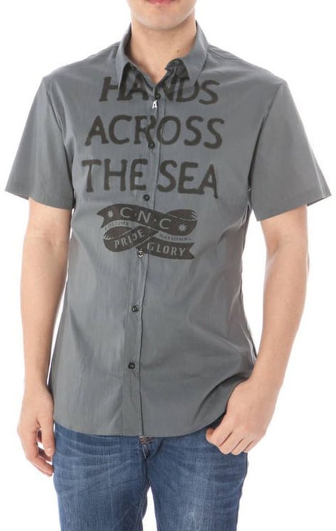 Costume National Costume National "Gray Cotton Men's Shirt with Italian Collar"