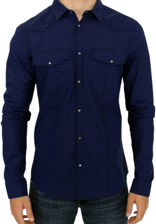 Costume National Costume National Blue checkered cotton shirt