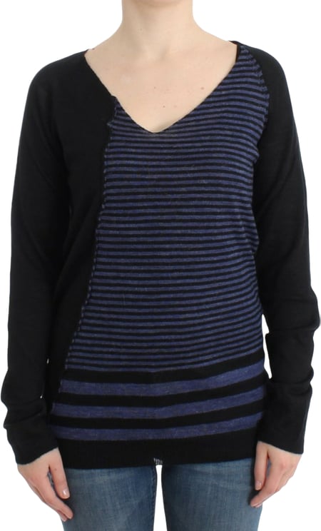Costume National Costume National Black striped V-neck sweater