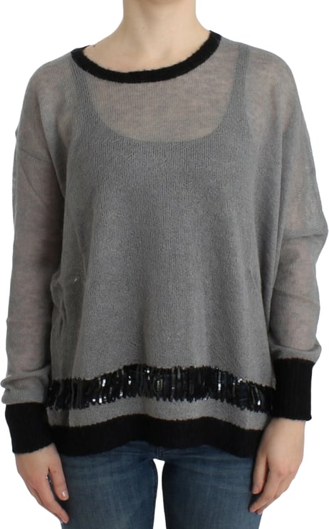 Costume National Costume National Gray embellished asymmetric sweater