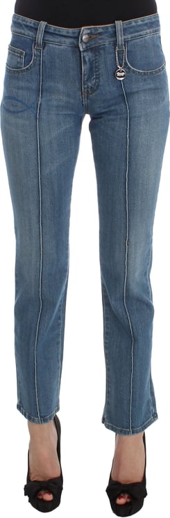 Costume National Costume National Blue Cotton Slim Fit Cropped Jeans