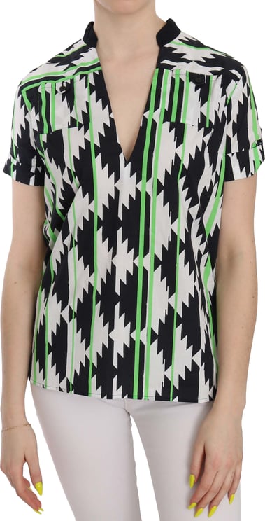 Costume National Costume National Multi Color Plunging Top Blouse