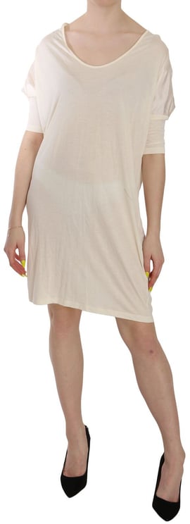 Costume National Costume National Cream Round Neck Knee Length Dress
