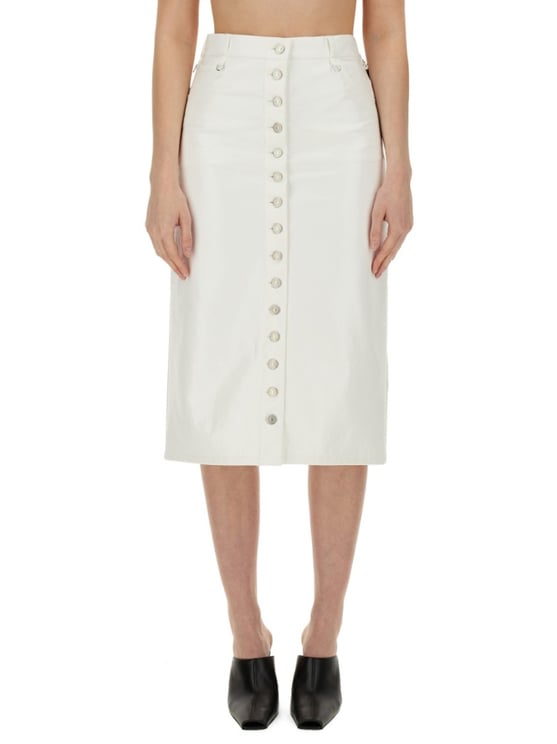COURREGES Midi Skirt With Front Button Detailing And Back Slit