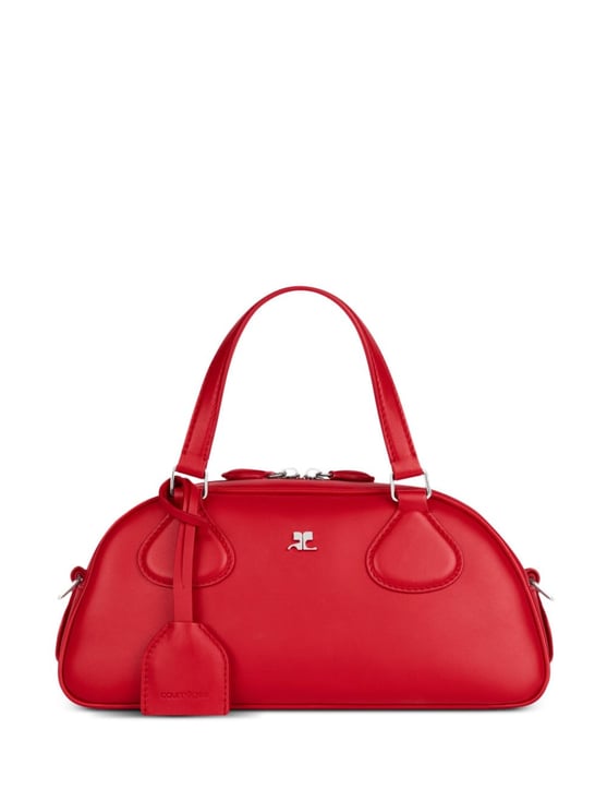 COURREGES Elongated Red Leather Bag With Silver-Tone Hardware