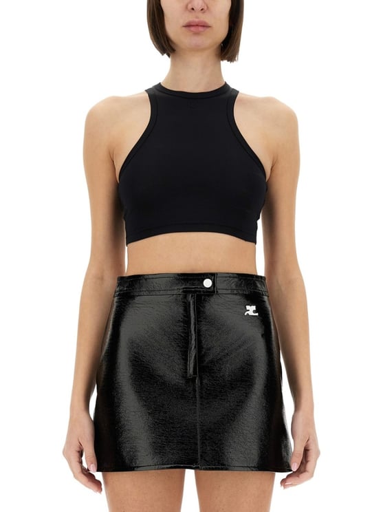 COURREGES Fitted Crop Top With High Neckline
