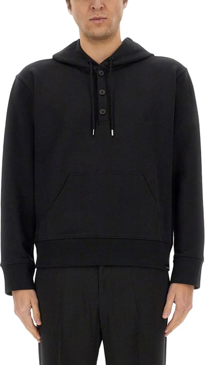 COURREGES Relaxed Black Hoodie With Drawstring Hood