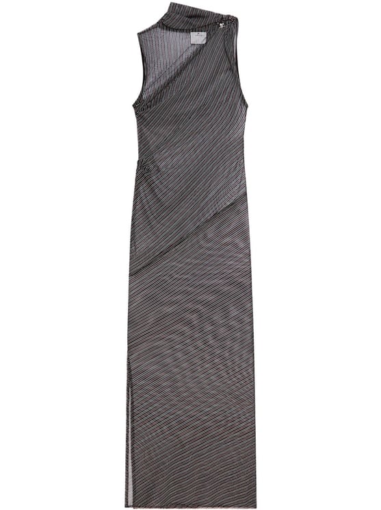 COURREGES Midi Dress with Sheer Diagonal Stripe