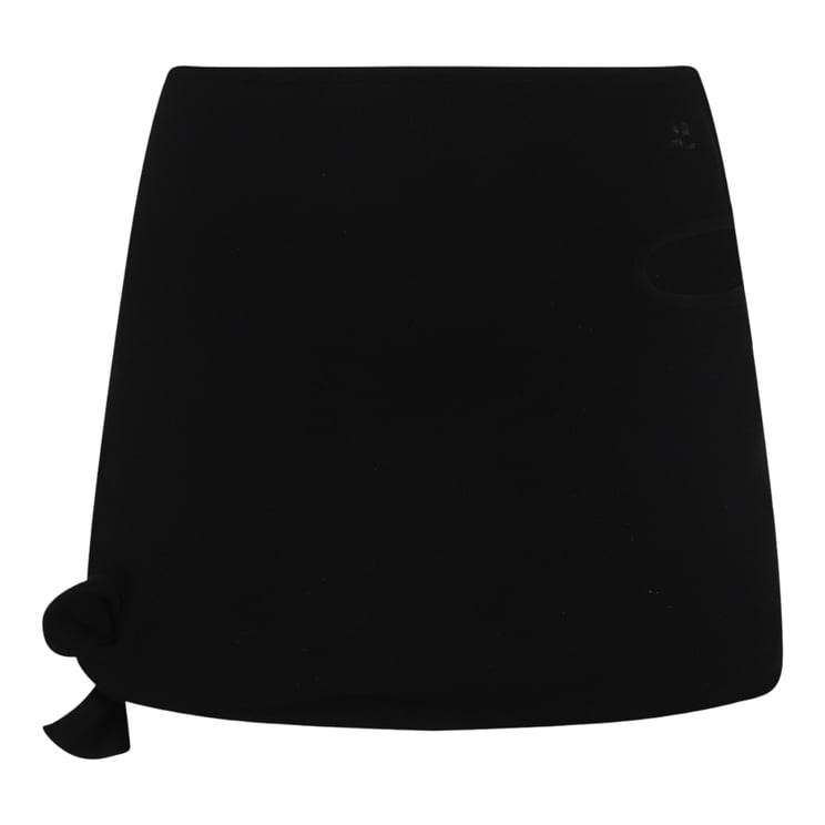 COURREGES Minimalist Black Mini Skirt With Bow Detail