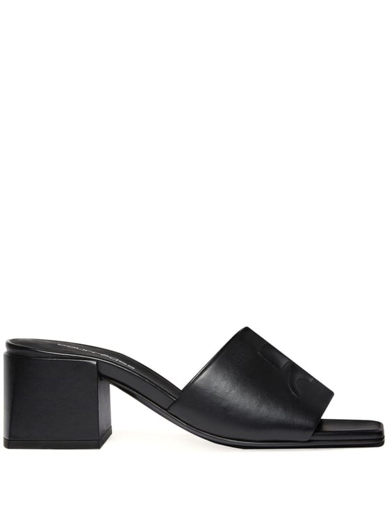 COURREGES Square Open Toe Black Sandals