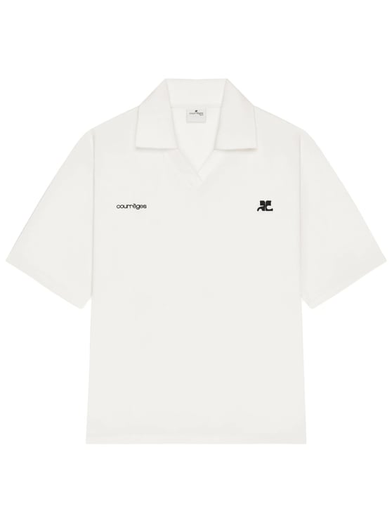 COURREGES Oversized Relaxed Fit Logo Polo Shirt