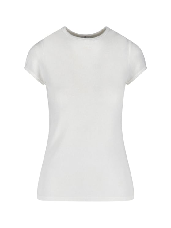 COURREGES White Baby Spongy Embroidered Viscose T-Shirt