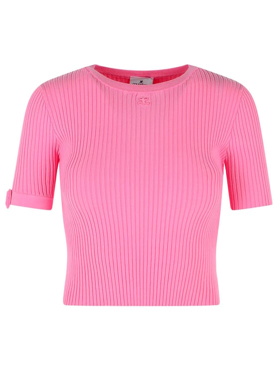 COURREGES Pink Viscose Blend T-Shirt