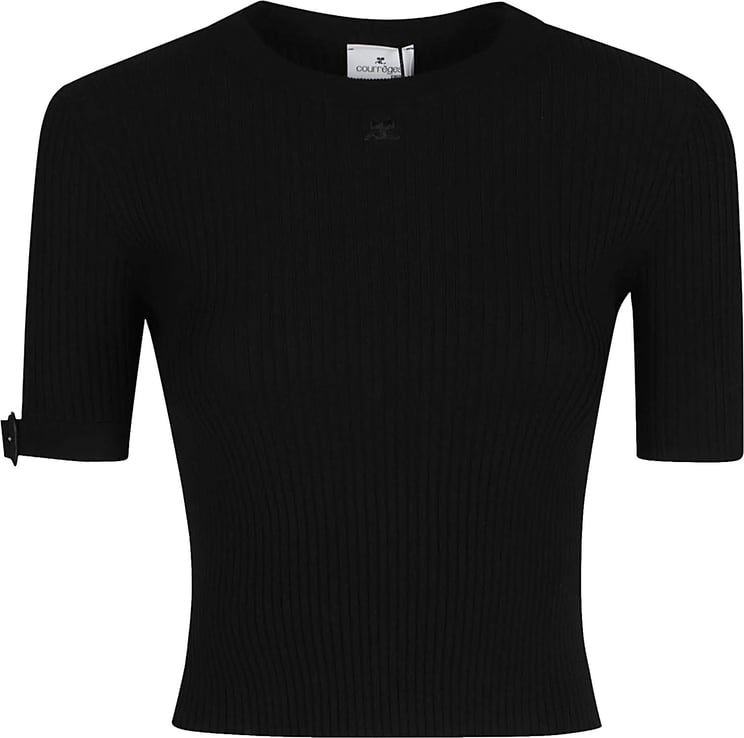 COURREGES Round Neck Top Black