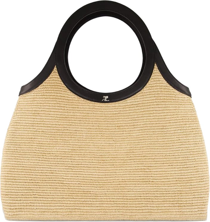 COURREGES Trapezoidal Handbag with Circular Cut-out Handles