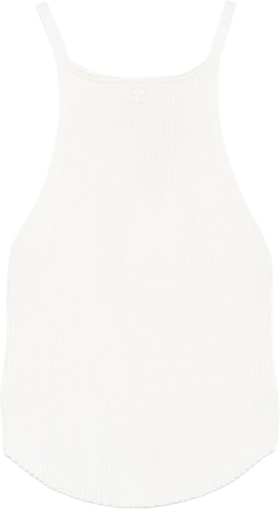 COURREGES Ribbed Halterneck Top with Straight Hemline