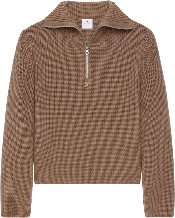 COURREGES Funnel Neck Sweater With Half-Zip Fastening