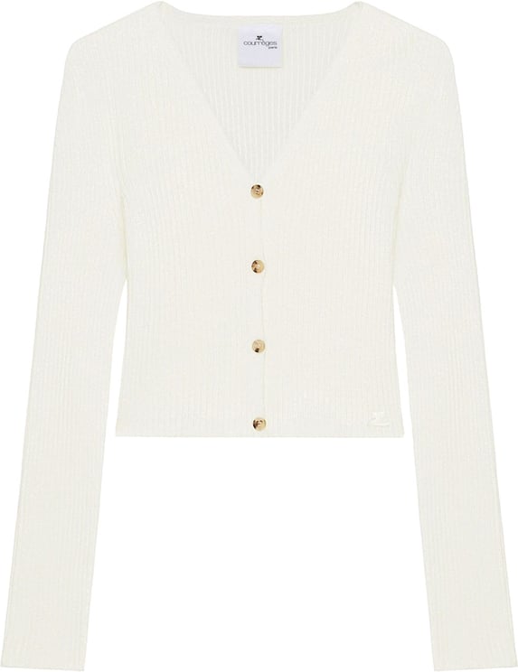 COURREGES Cropped Ribbed Knit Sweater