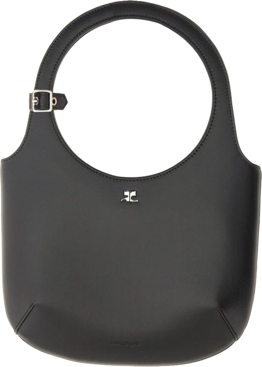 COURREGES Circular Handle Leather Bag With Adjustable Strap