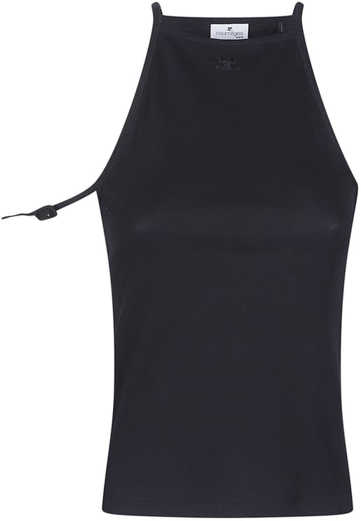 COURREGES Buckle 90`s Rib Tank Top Black