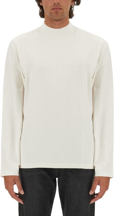COURREGES White T-Shirt With Subtle Logo Detail
