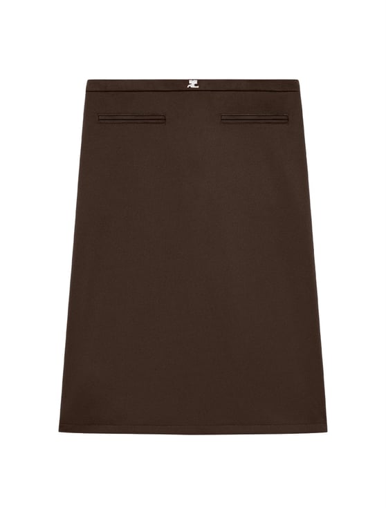 COURREGES Deep Brown Logo Waistband Skirt