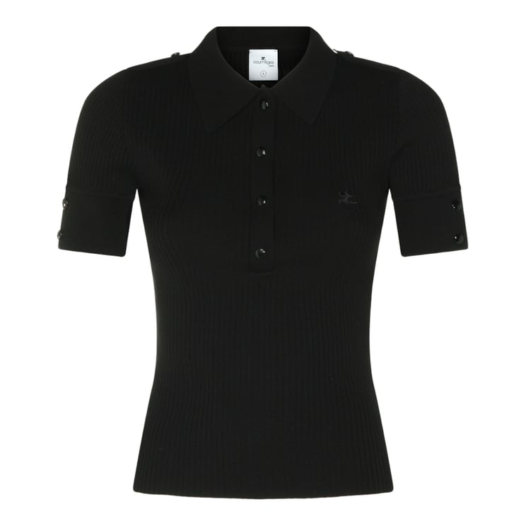 COURREGES Fitted Short-Sleeve Polo Shirt With Ribbed Texture And Button Placket