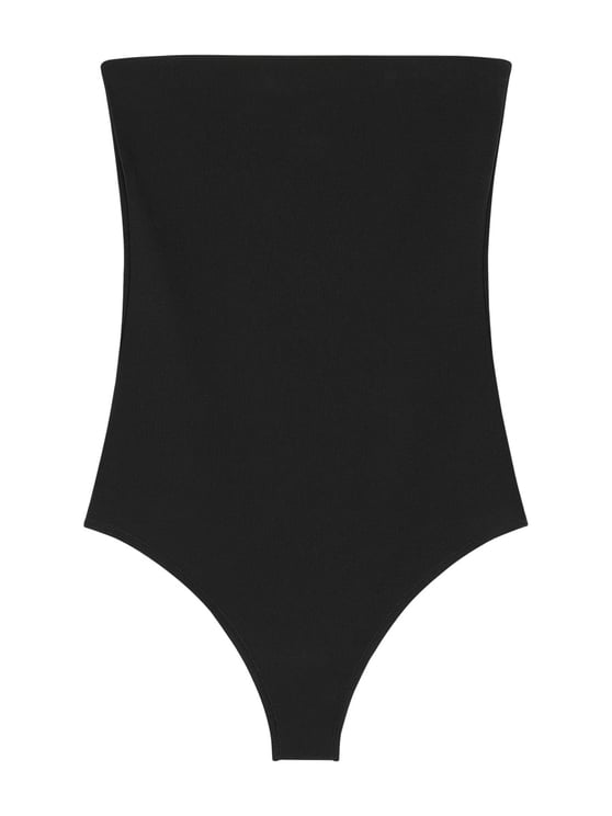 COURREGES Black Strapless Mesh Panel Top