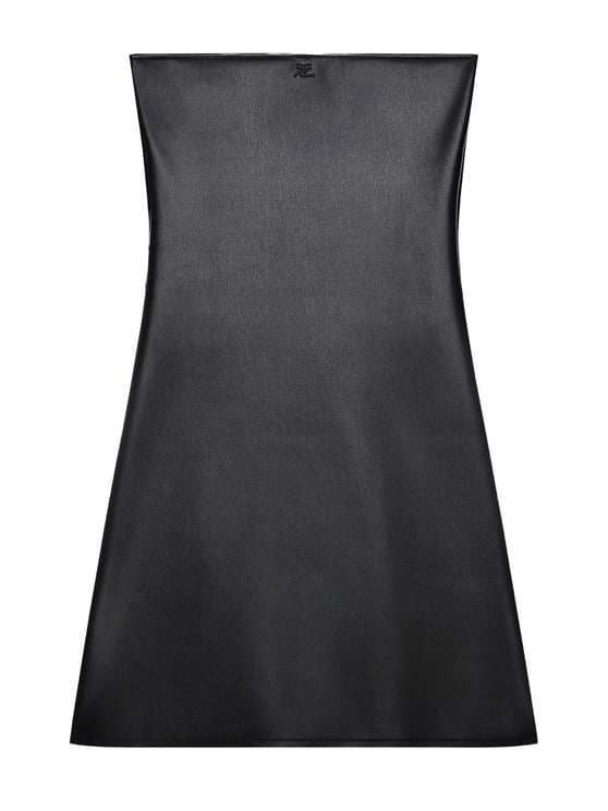COURREGES Black Strapless A-Line Mini Dress