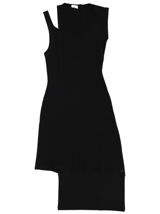 COURREGES Neutrals Ribbed Oblique Asymmetrical Dress