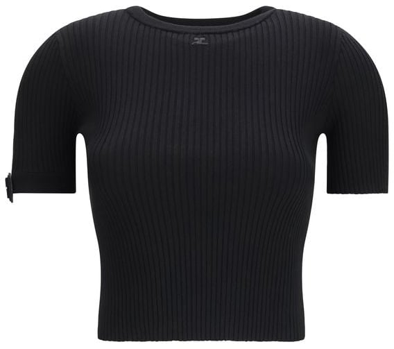 COURREGES Courrèges Black Viscose T-Shirt