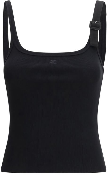 COURREGES Courrèges Black Cotton Tank Tops