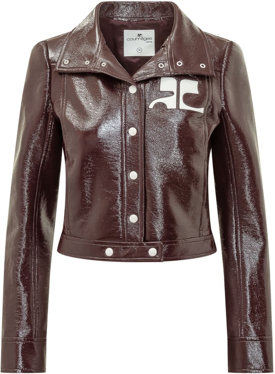 COURREGES Giacca Cropped Lucida con Logo