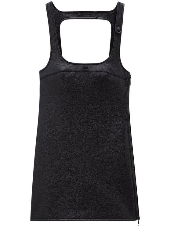 COURREGES Stretch-Cotton Faux Leather Shift Dress