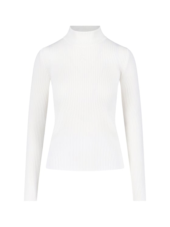 COURREGES White Ribbed Viscose Blend Turtleneck