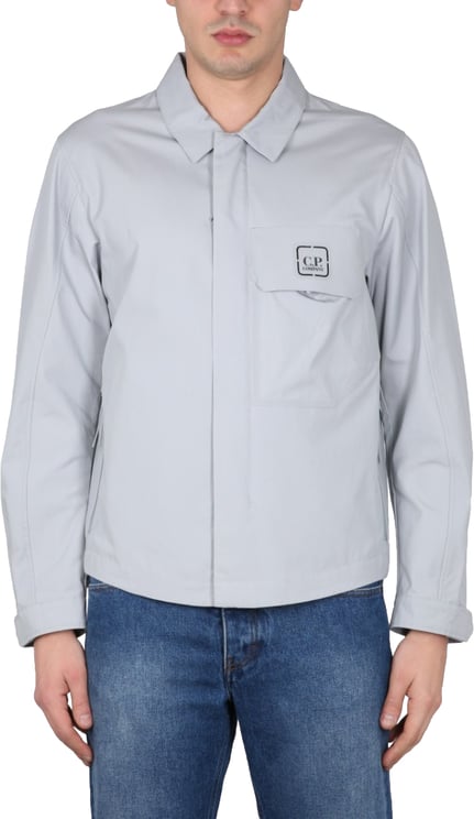 CP Company Front Zip Shirt With Classic Collar And Logo Detail
