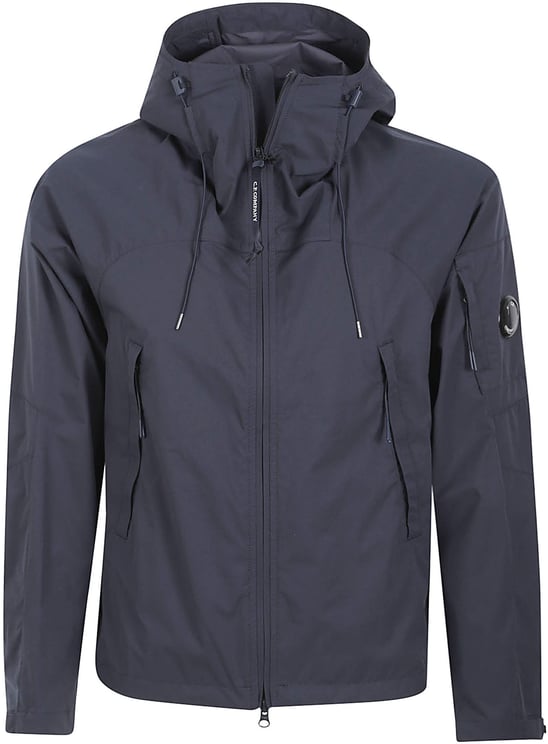 CP Company Minimalist Blue Hooded Jacket with Zipper Closure
