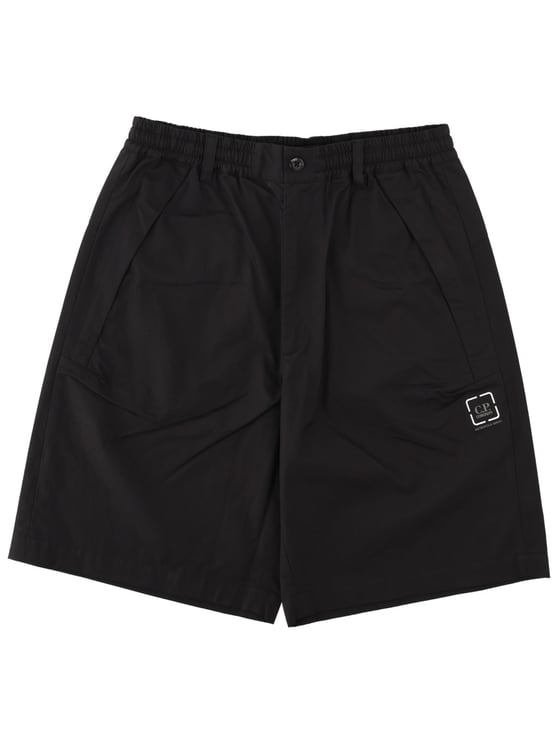 CP Company Black Metropolis Elastic Waistband Cotton Shorts