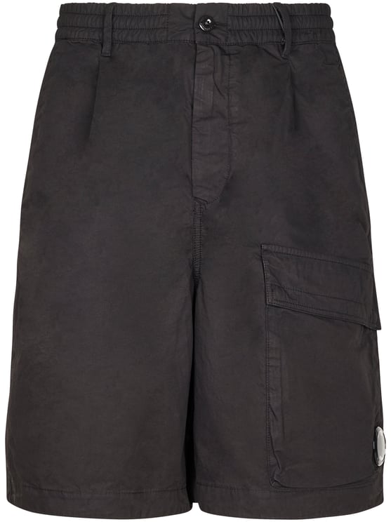 CP Company Boxy Black Shorts with Functional Lens Detailing
