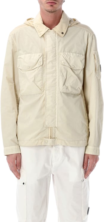CP Company Flatt Nylon Goggle Overshirt Frozen Ecru